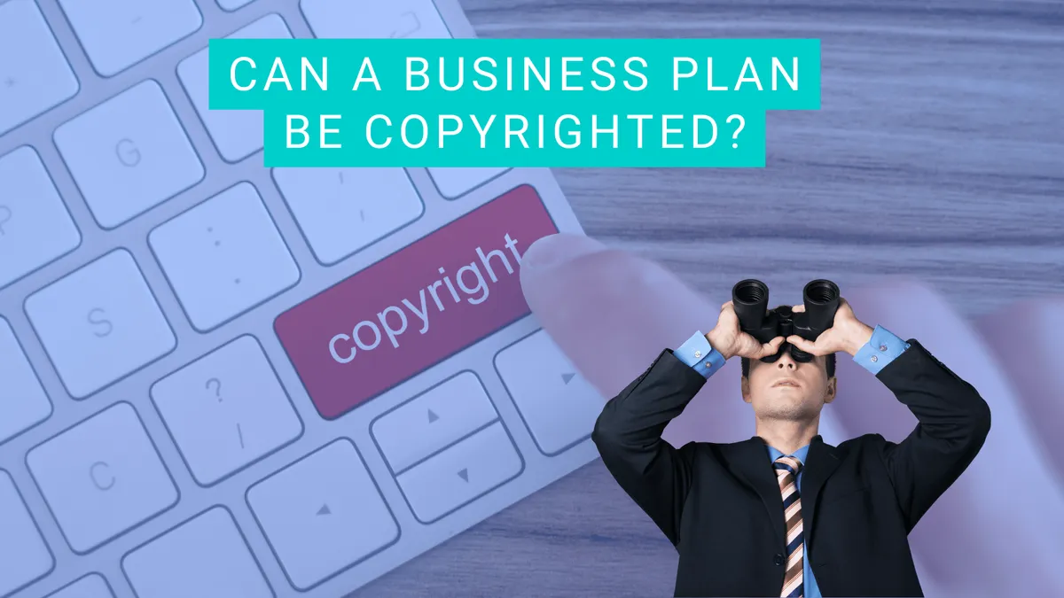 Illustration of a copyright symbol over a business plan