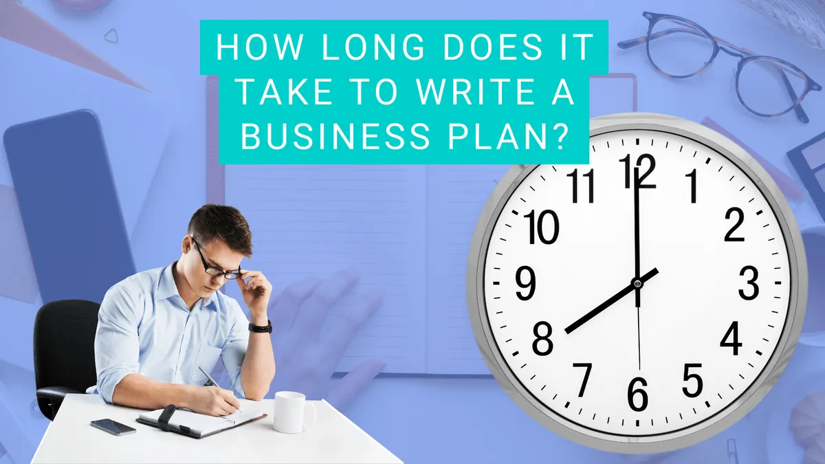 Illustration of a clock beside a business plan document