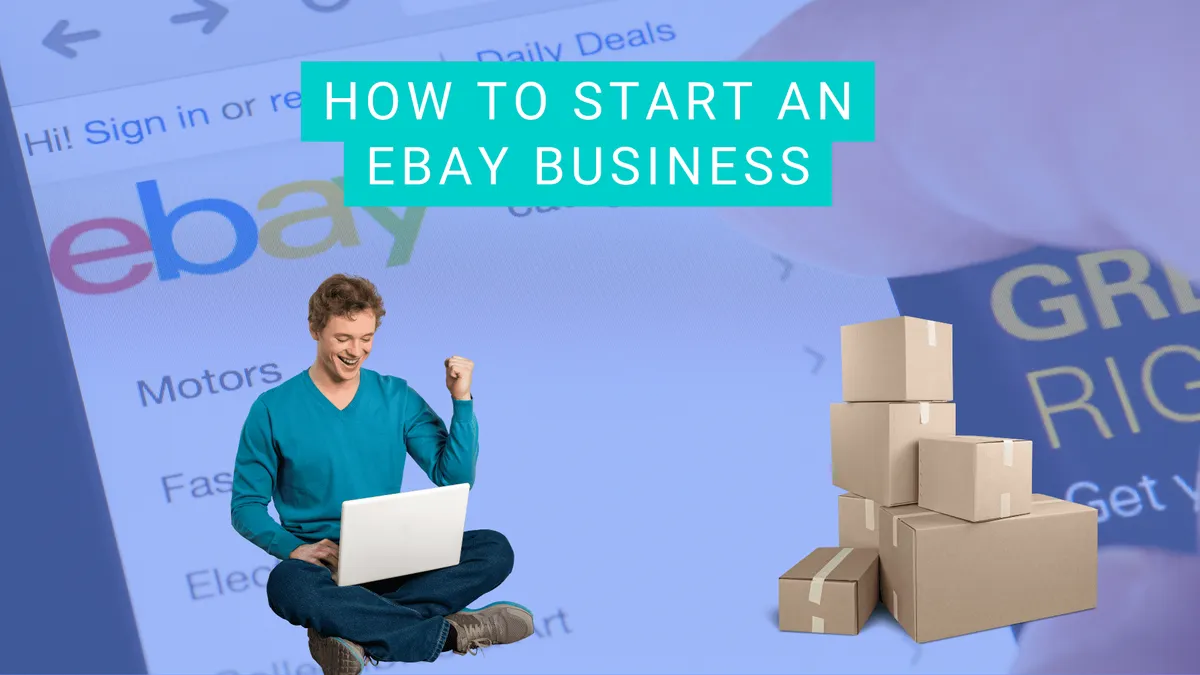 Illustration of an online shop representing an eBay business