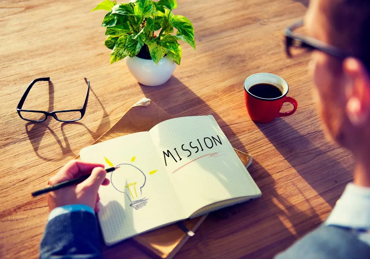 The words mission statement written above a notebook