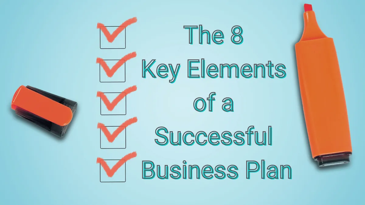 Illustration of the eight key elements of a successful business plan